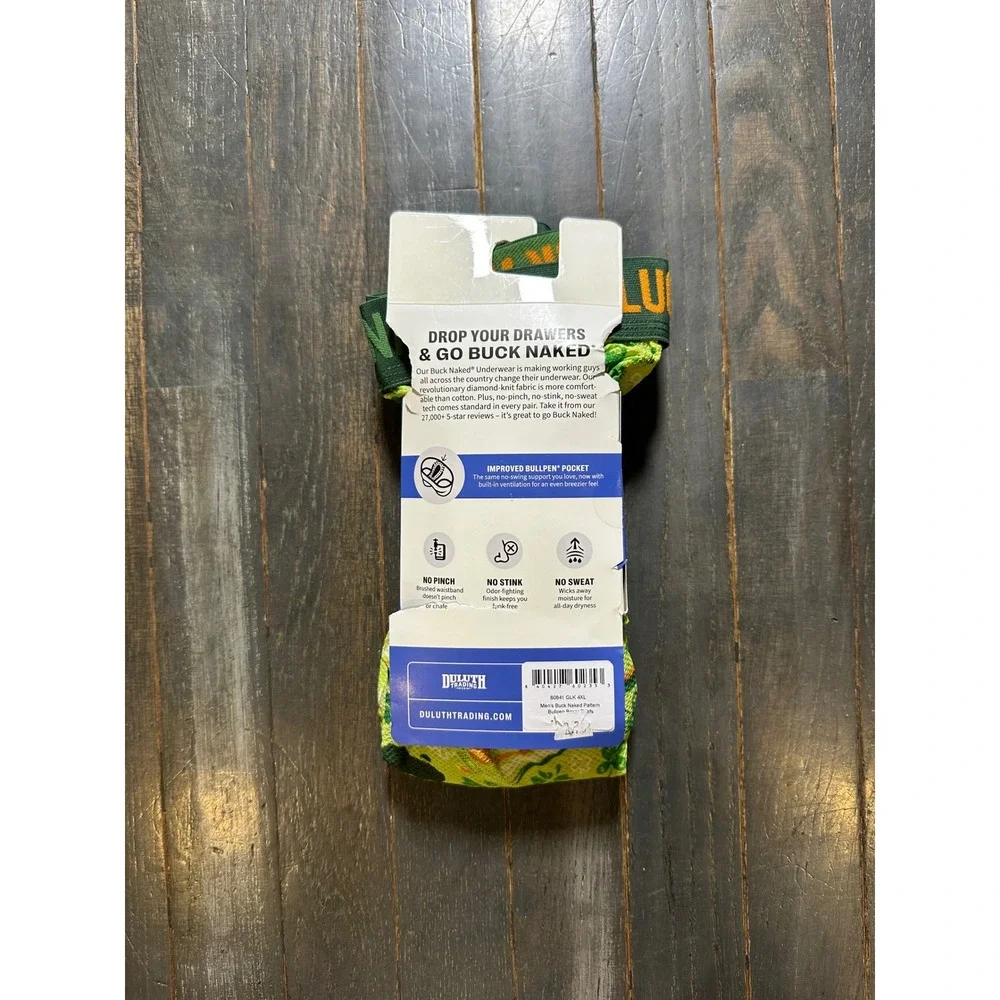 Duluth Trading Co Mens Buck Naked Bullpen Boxer Briefs St Patricks Day Green